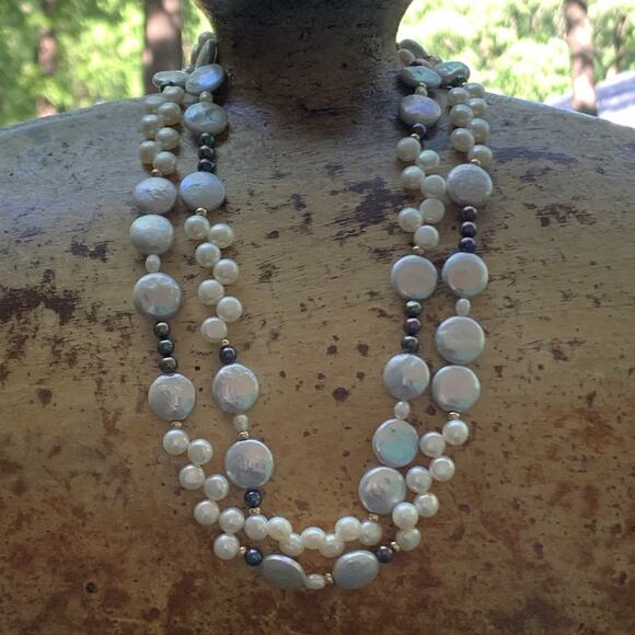 Zoe B. 14K Yellow Gold and Multi Pearl Double Strand Necklace - Picture 9 of 10